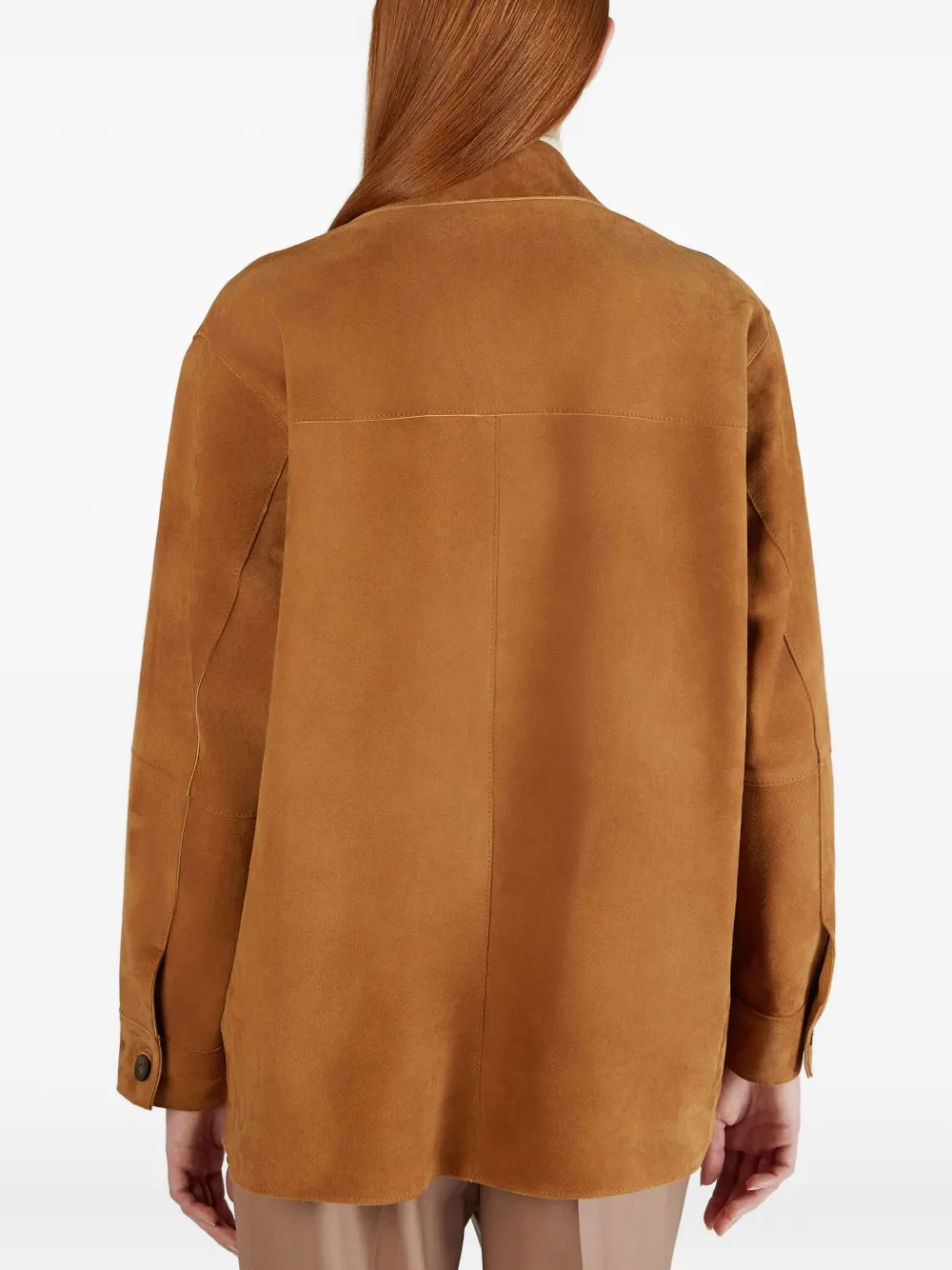 Montedoro Buttoned Suede Jacket In Brown