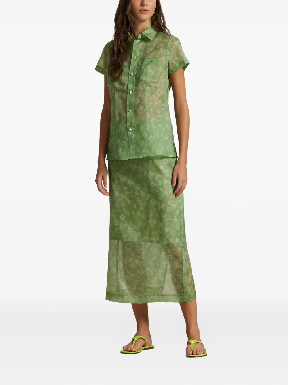 printed silk midi skirt
