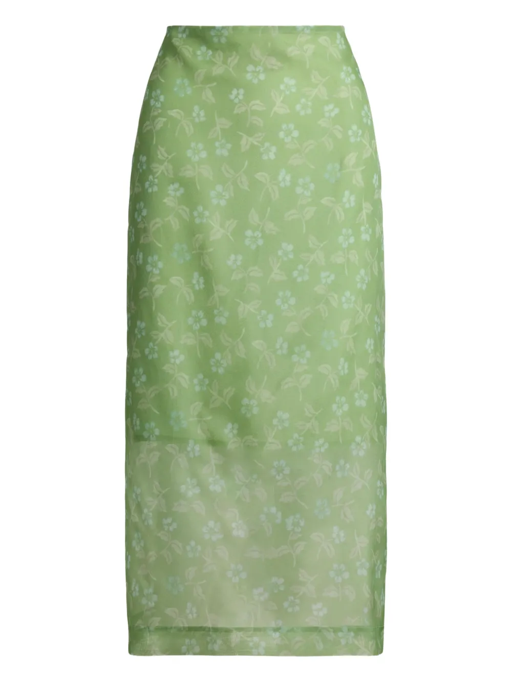 Polo Ralph Lauren Printed Silk Midi Skirt In Green