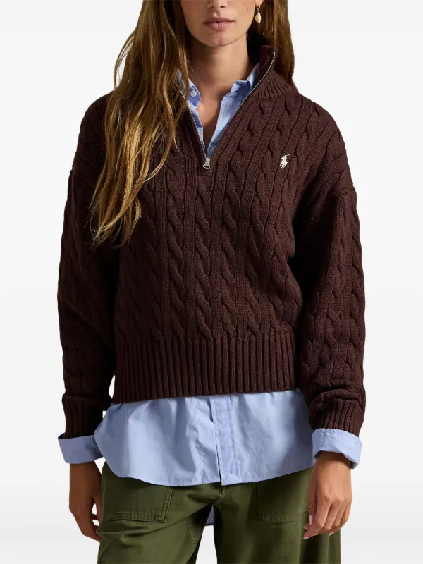 Polo Ralph Lauren Polo Pony cable-knit Sweater | Brown | FARFETCH