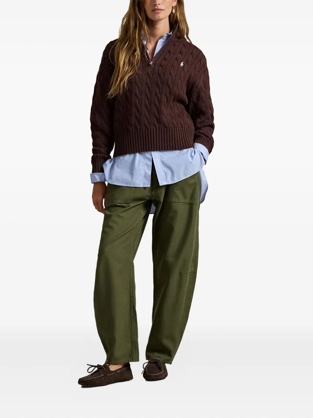 Polo Ralph Lauren Polo Pony kabelgebreide trui Bruin