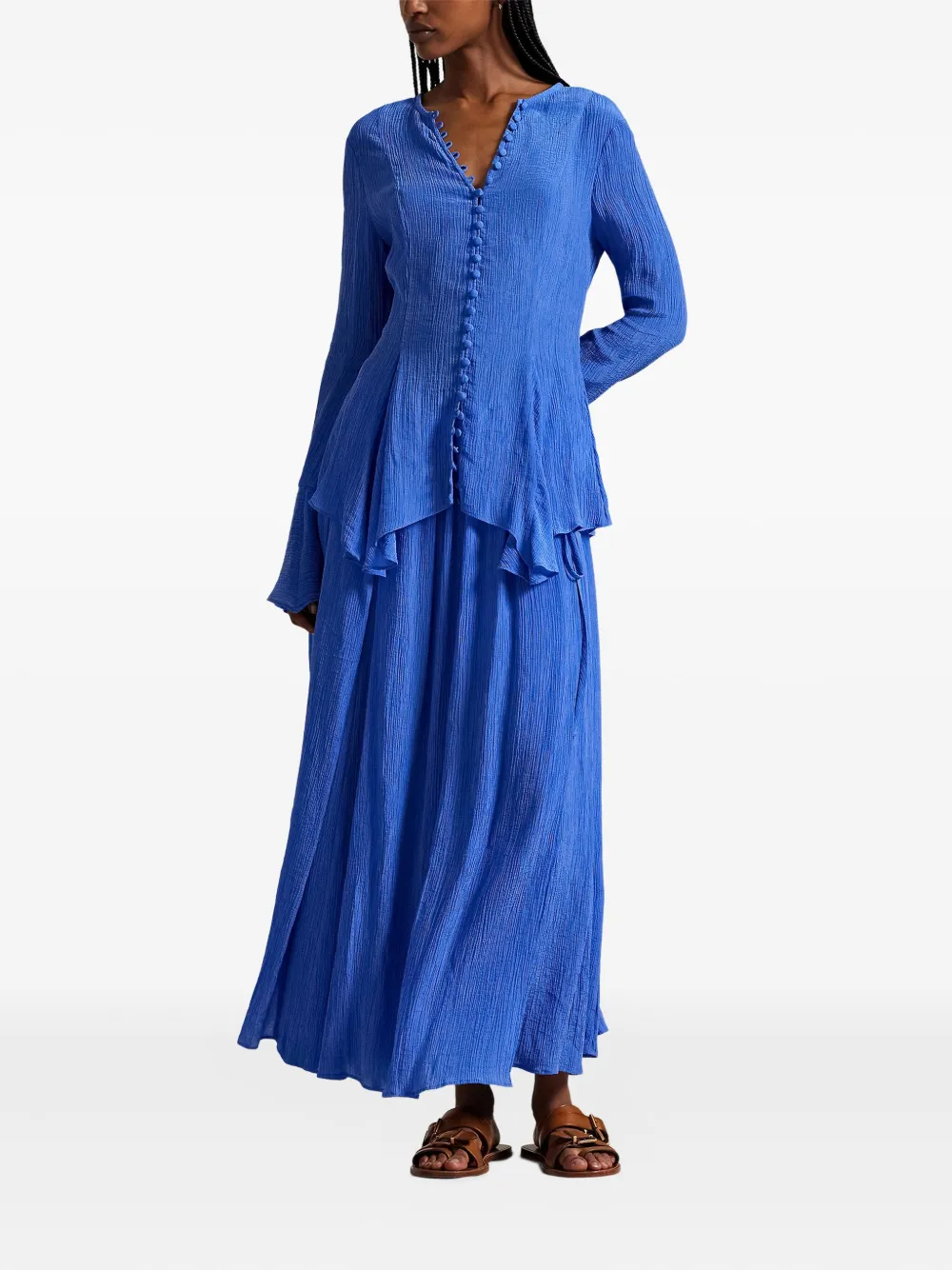 Polo Ralph Lauren Crinkle Wrap Skirt In Blue