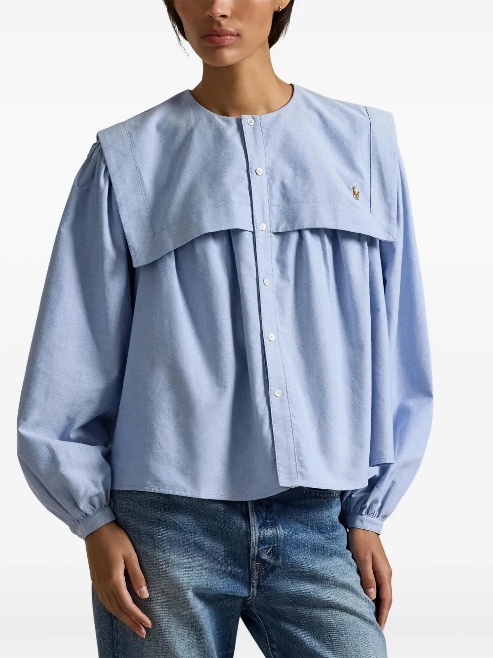 Polo Ralph Lauren Blouse met kraag en lange mouwen Blauw