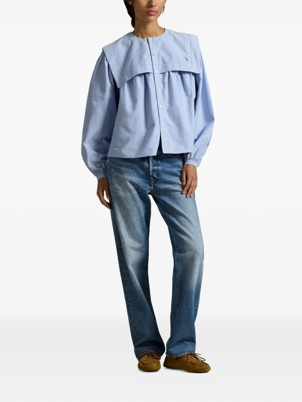 Polo Ralph Lauren Blouse met kraag en lange mouwen Blauw