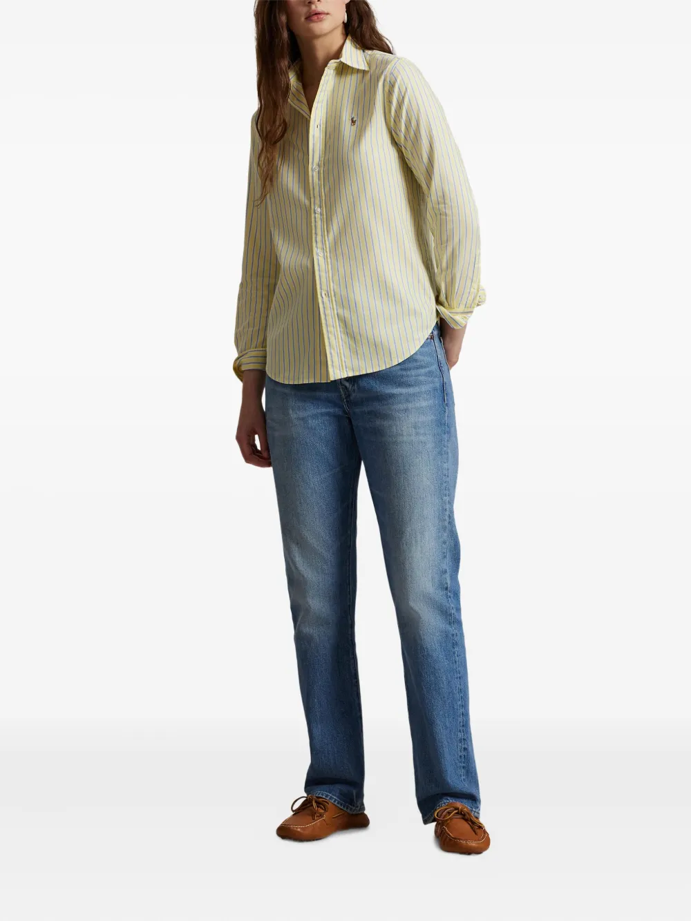 Polo Ralph Lauren Button-down Striped Shirt In Yellow