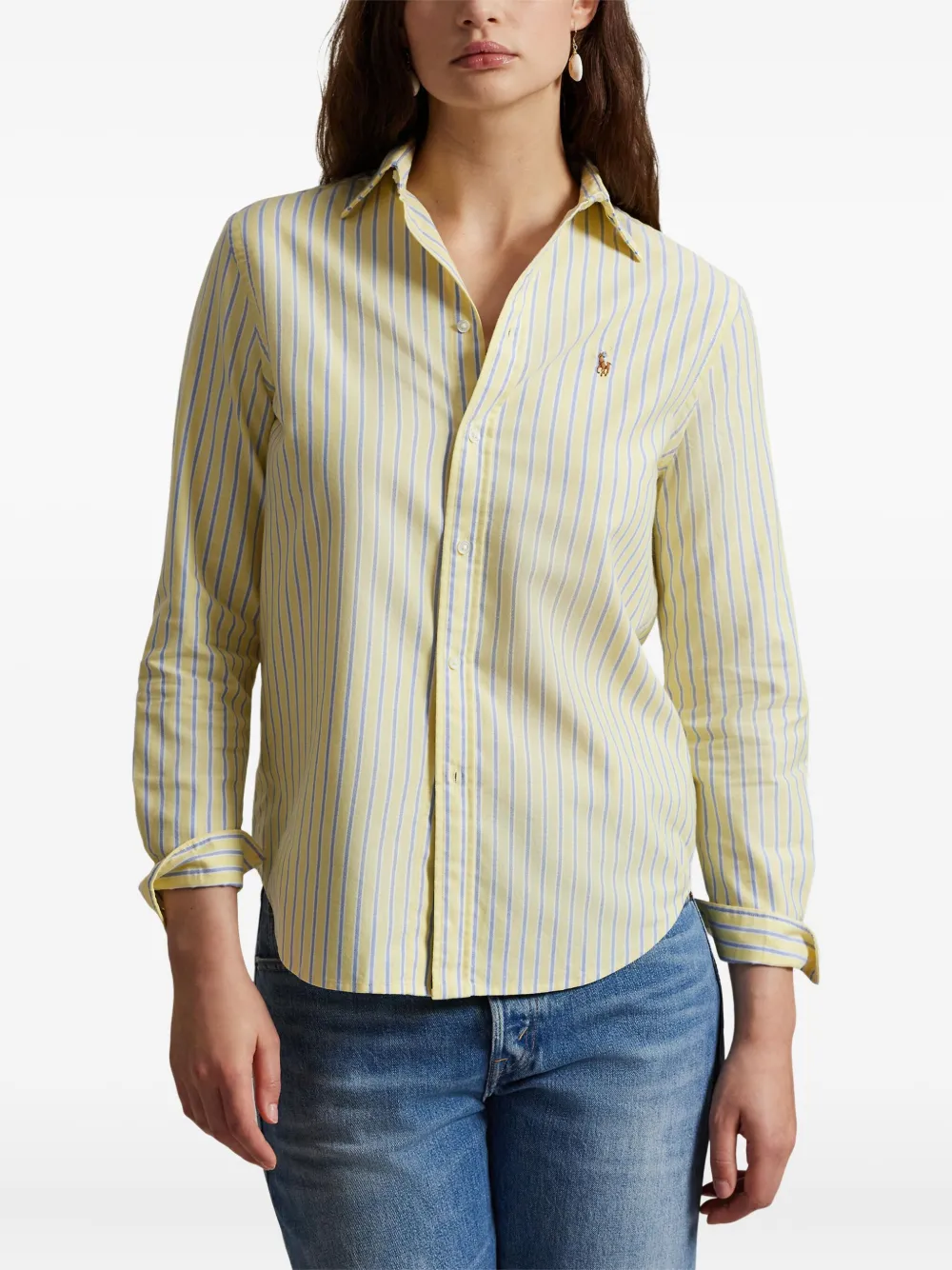 Polo Ralph Lauren Button-down Striped Shirt In Yellow