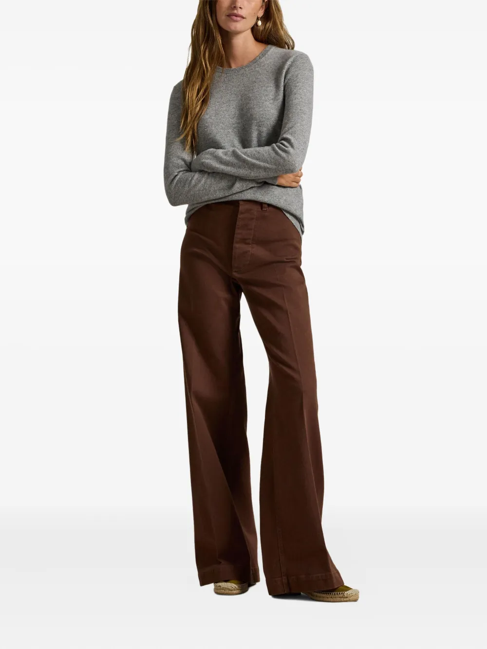 Polo Ralph Lauren High-waisted Flared Trousers In Brown