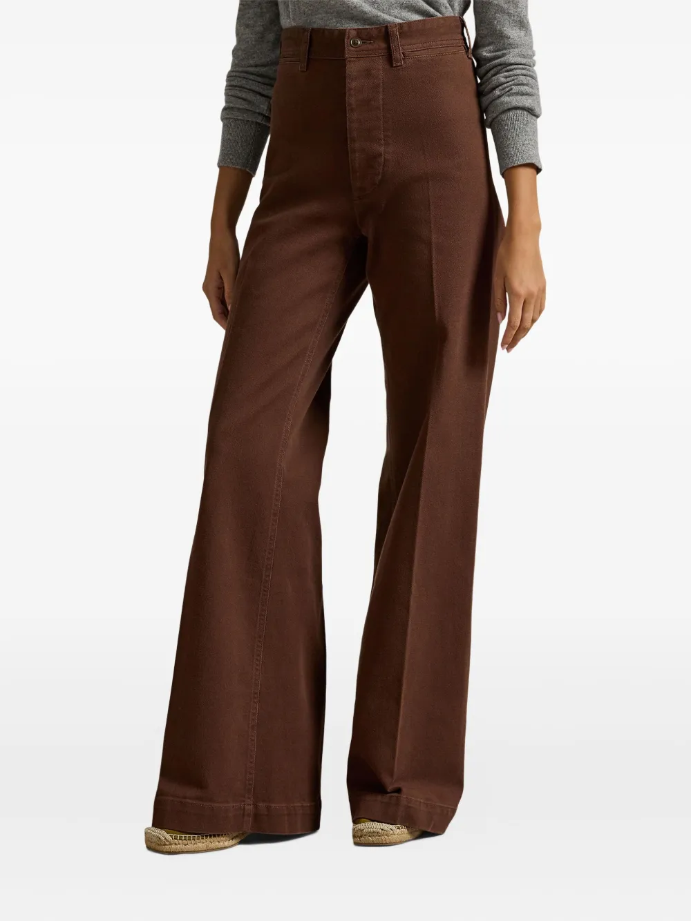 Polo Ralph Lauren High-waisted Flared Trousers In Brown