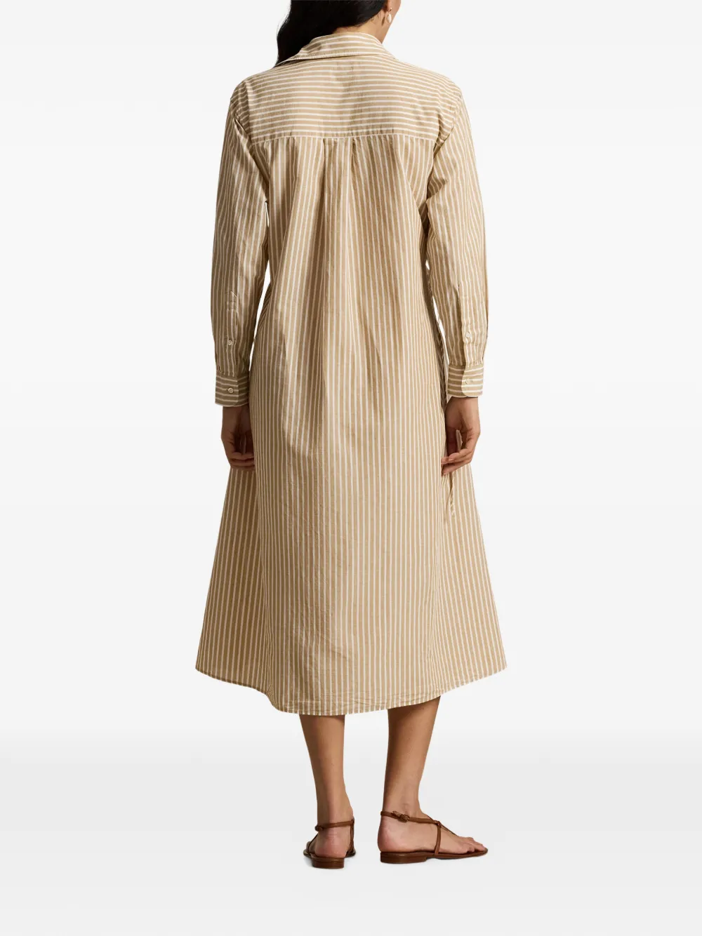 Polo Ralph Lauren Collared Striped Shirt Dress In Neutral