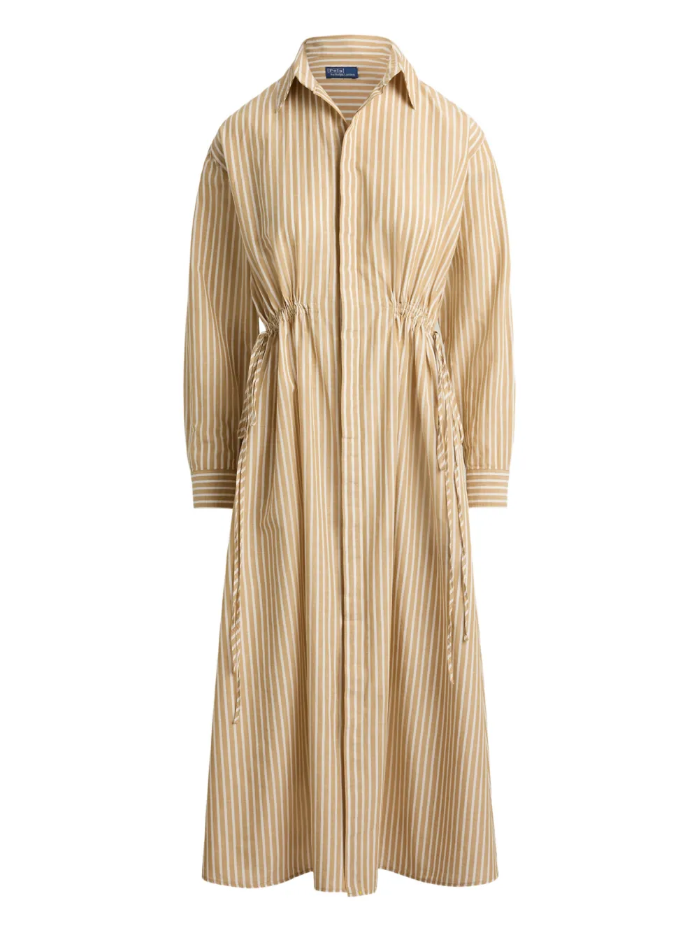 Polo Ralph Lauren Collared Striped Shirt Dress In Neutral
