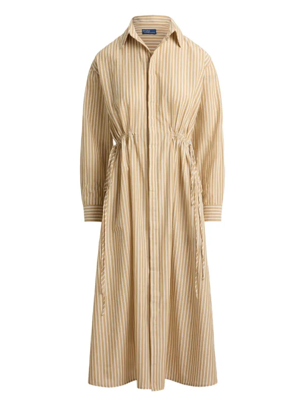 Polo Ralph Lauren Collared Striped Shirt Dress in Neutrals