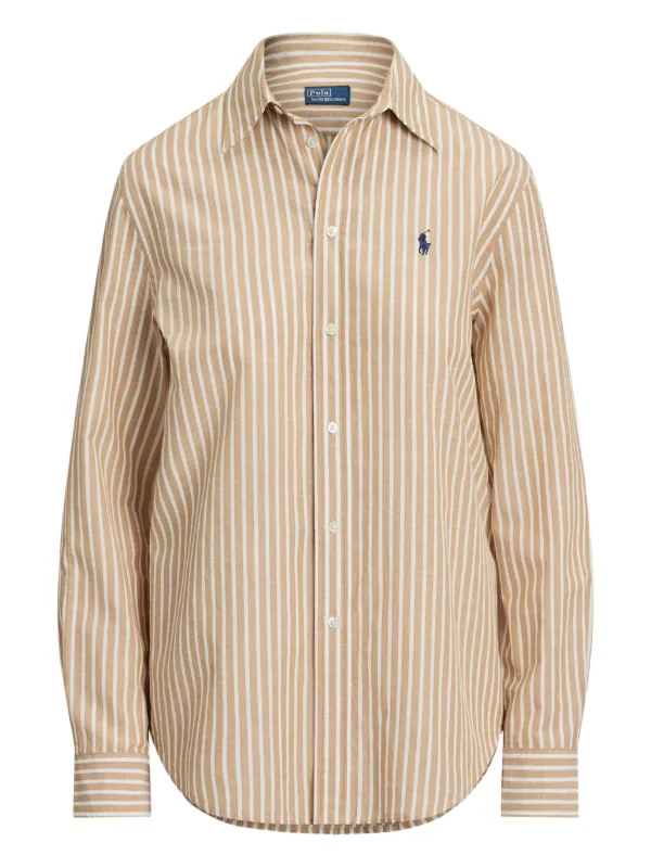 Polo Ralph Lauren Classic Fit Striped Cotton-linen Shirt in Neutrals