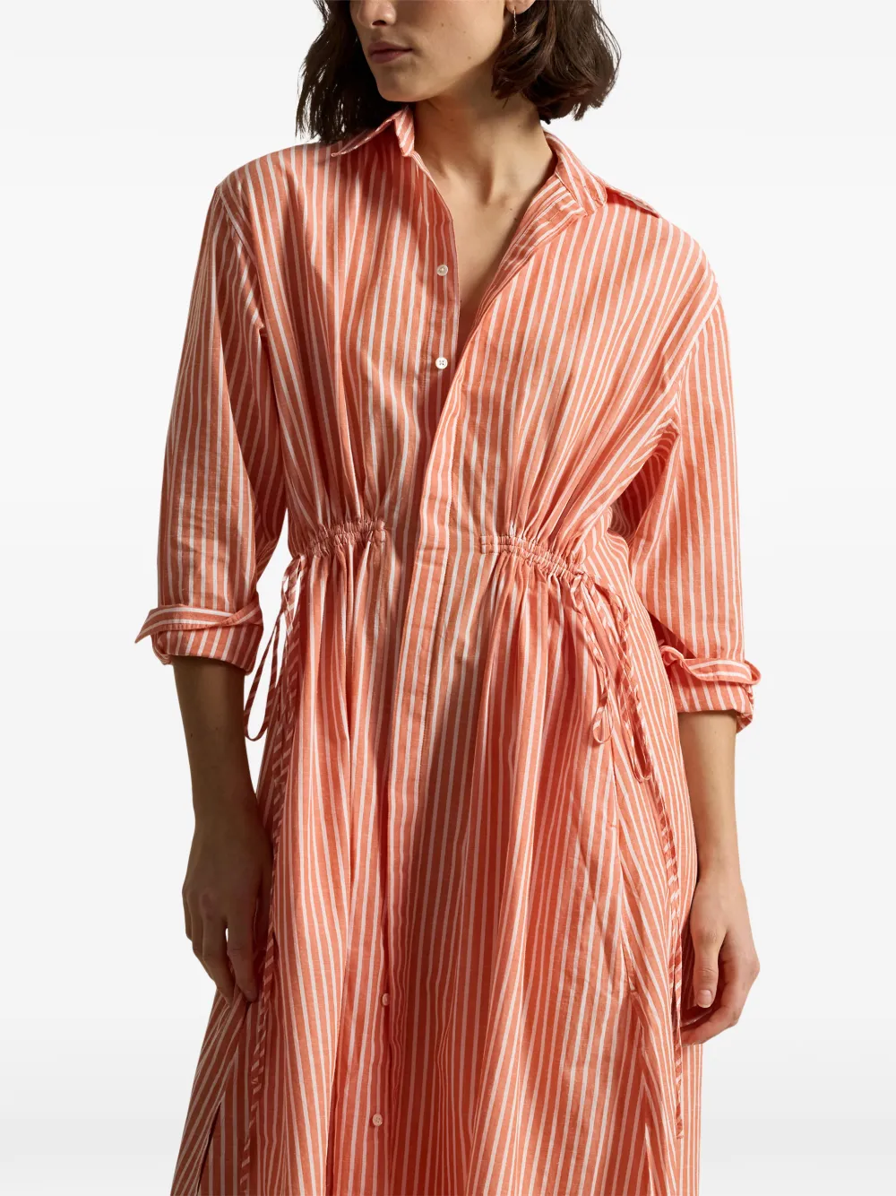 striped-print shirt dress