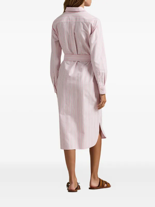polo ralph lauren shirred striped silk-blend midi dress Polo Ralph Lauren - Striped Silk-Blend Dress