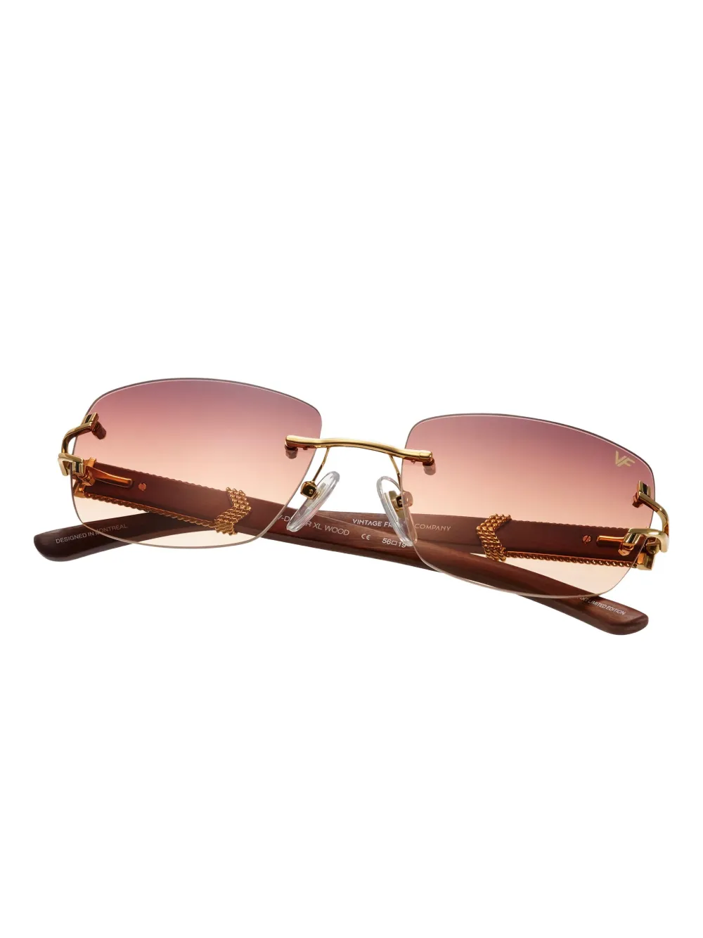 Vintage Frames Company Bal Harbour Rimless Sunglasses In Brown