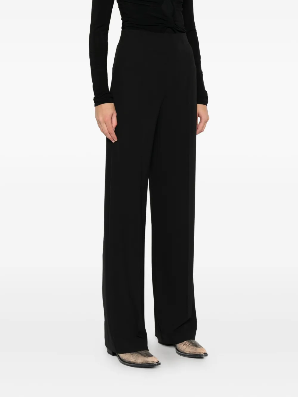 Patrizia Pepe High-waist Straight-leg Trousers In Black