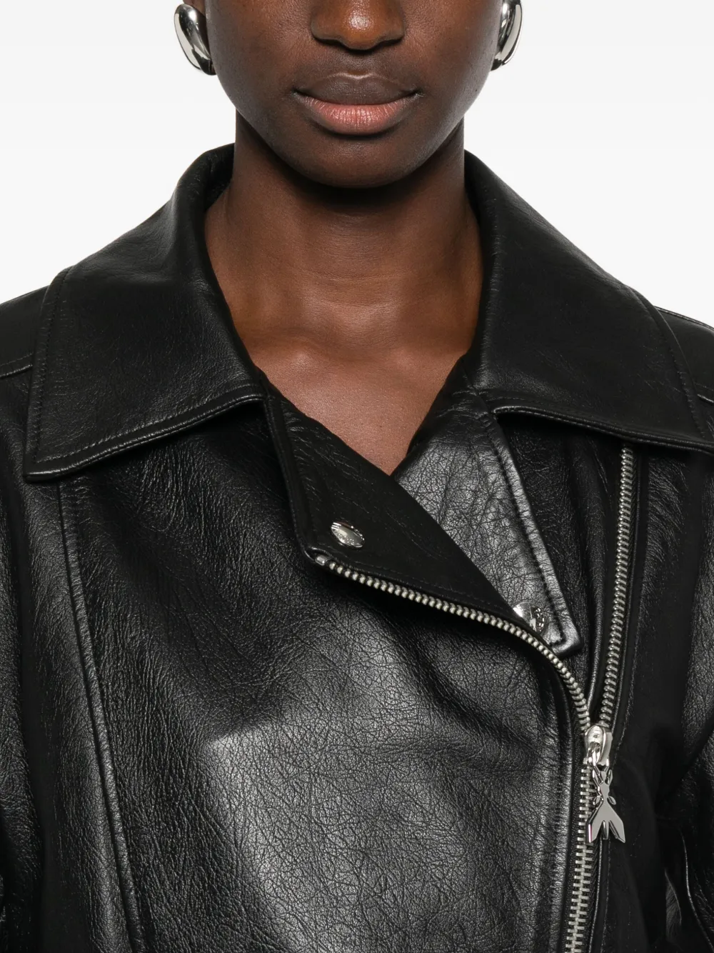 Patrizia Pepe Belted Zip-up Biker Jacket In Black