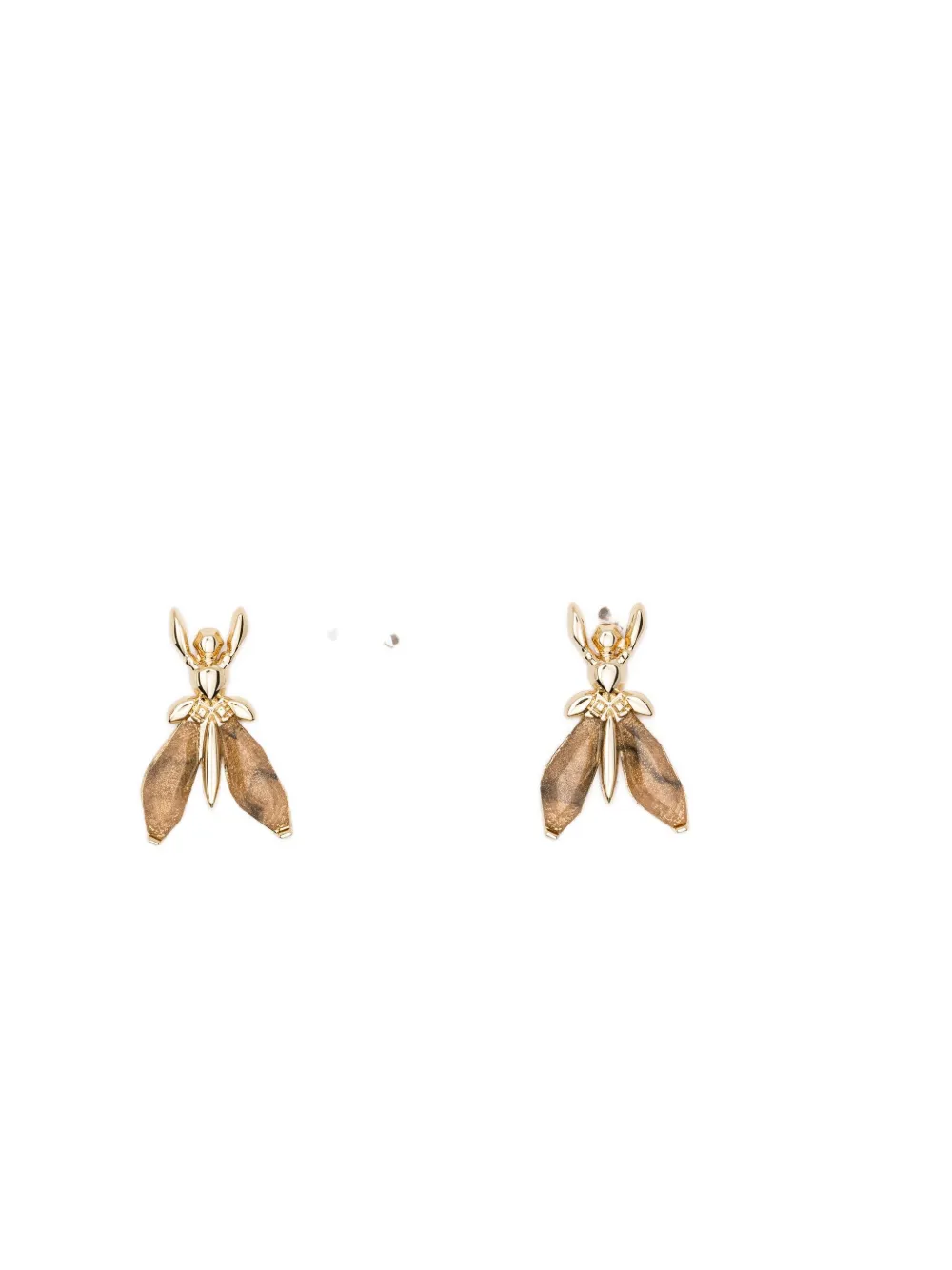 Patrizia Pepe Brass Fly Motif Earrings In Gold