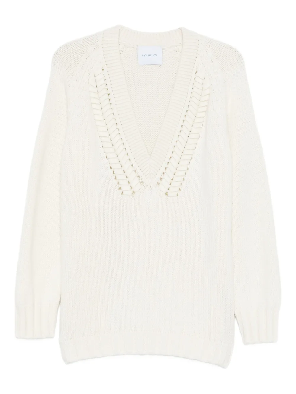 Malo suéter de cachemira con cuello en V | blanco | Image 1