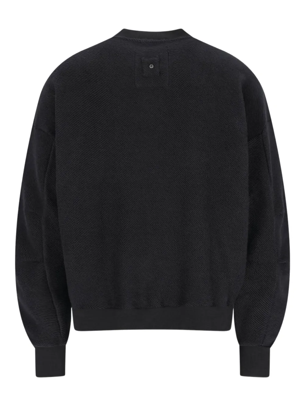White Sand Sweater met ronde hals en textuur - Zwart