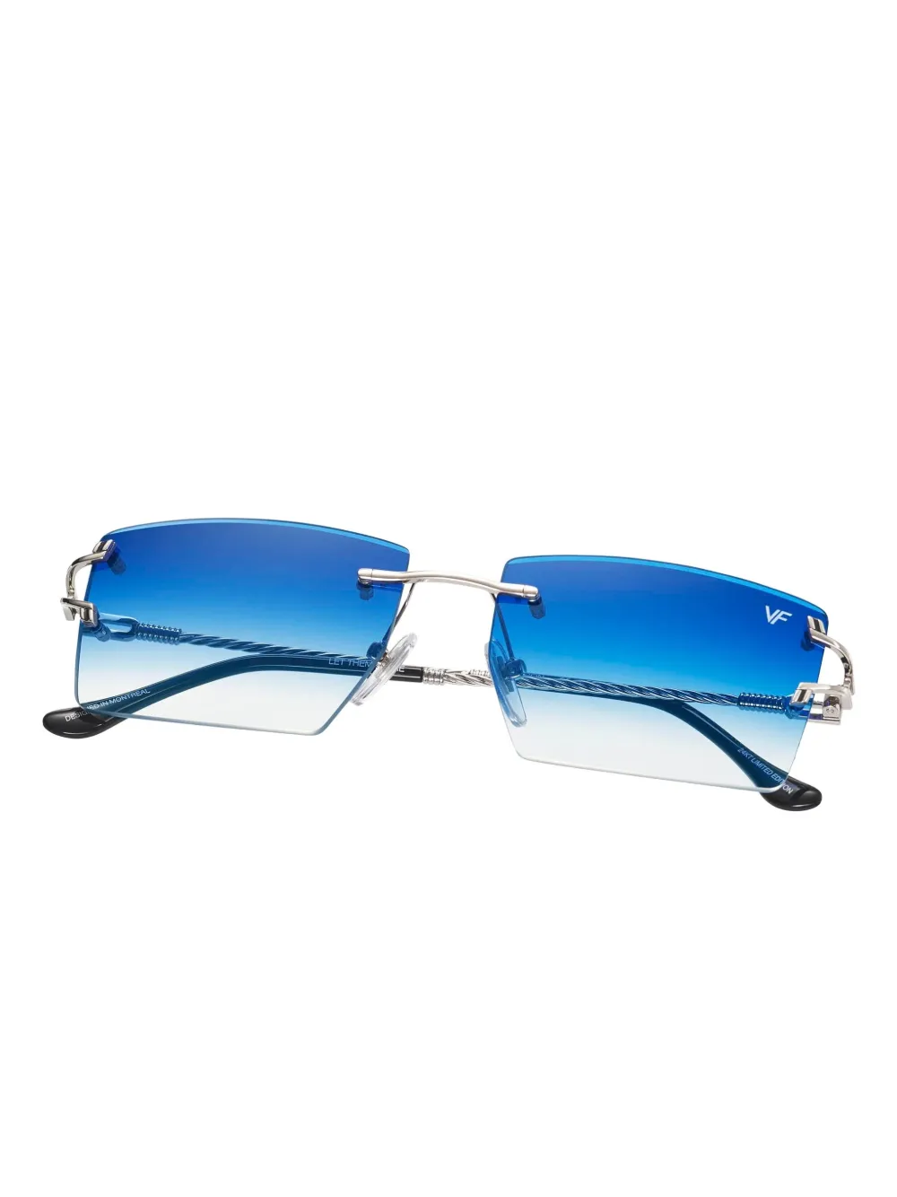 Vintage Frames Company Icon Rimless Drill Mount Sunglasses In Blue