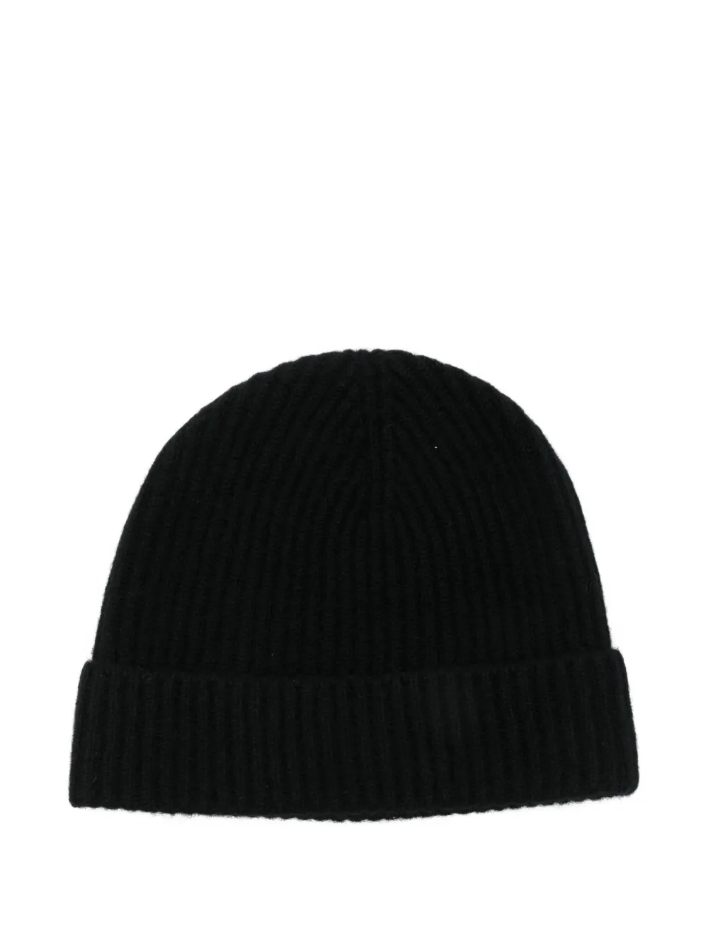 Sunspel Cashmere Ribbed Beanie Hat In Black