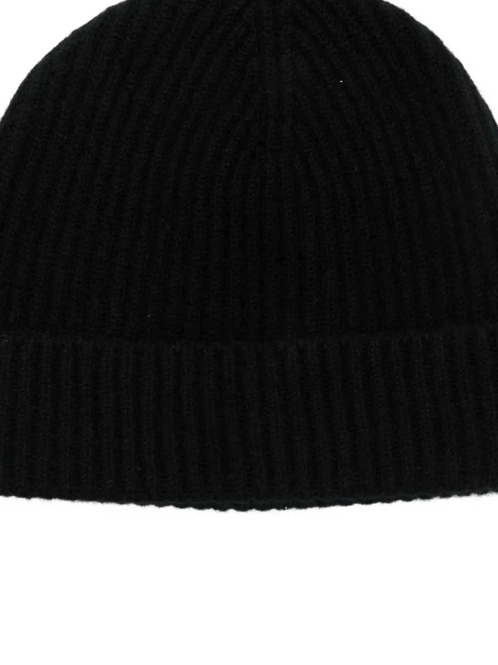 Sunspel Cashmere Ribbed Beanie Hat In Black
