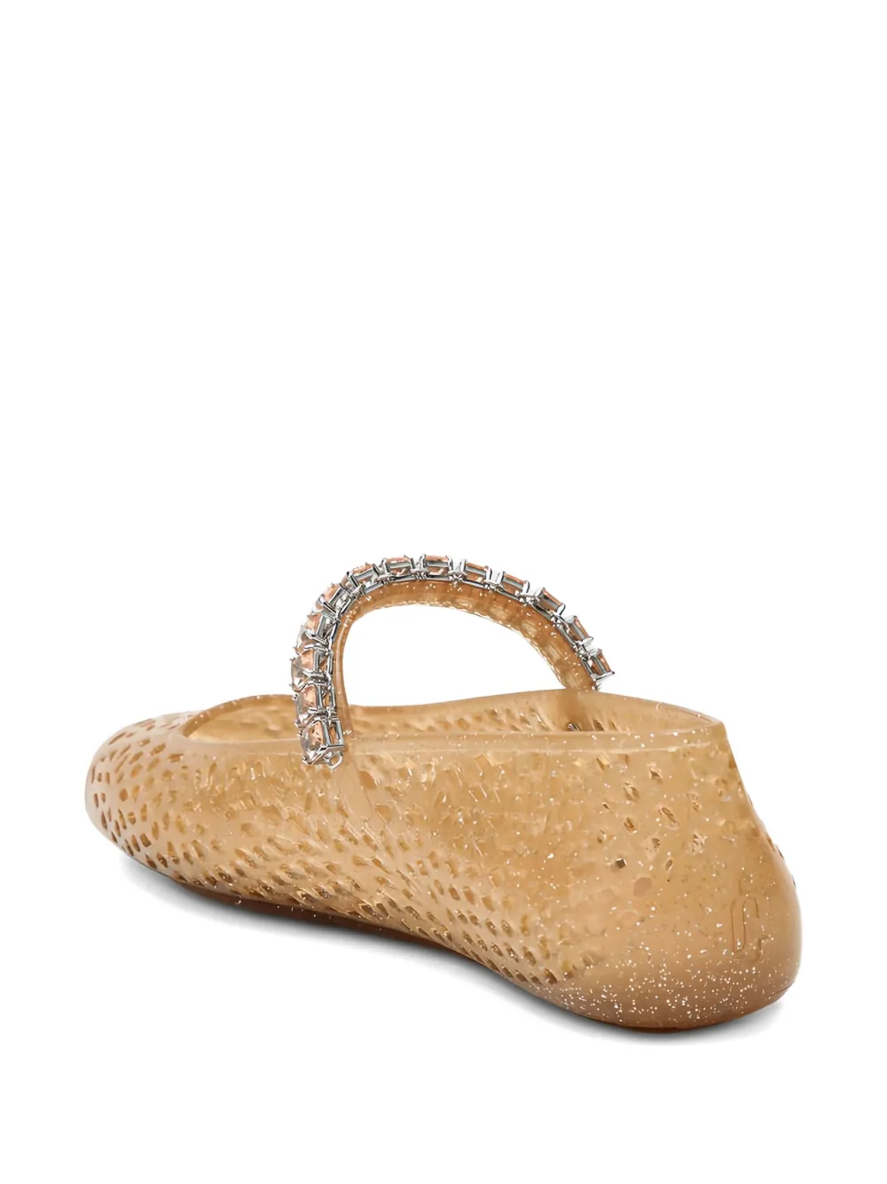 Jimmy Choo Jewelled Laser-cut Ballerina In Gold