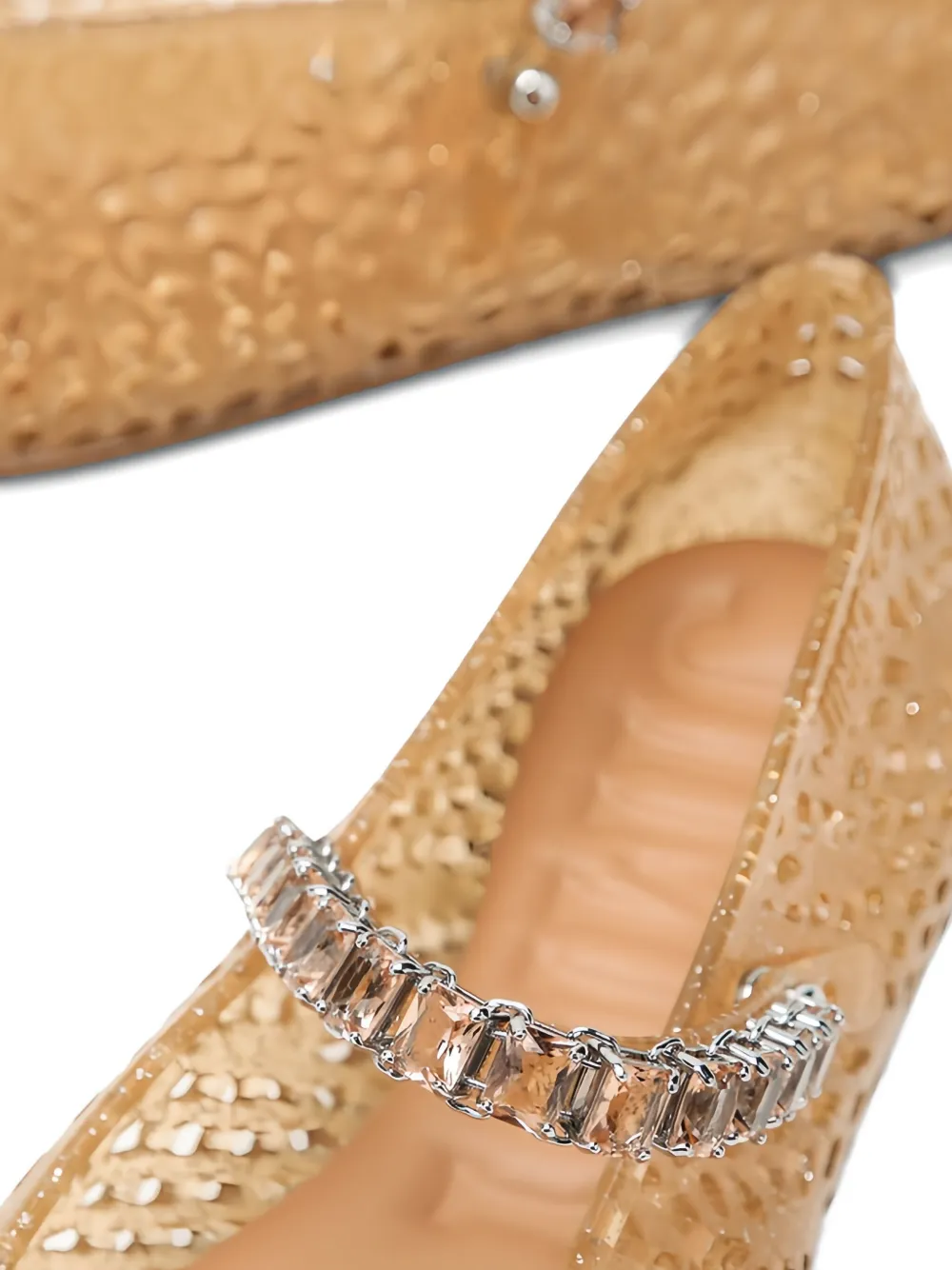 Jimmy Choo Jewelled Laser-cut Ballerina In Gold