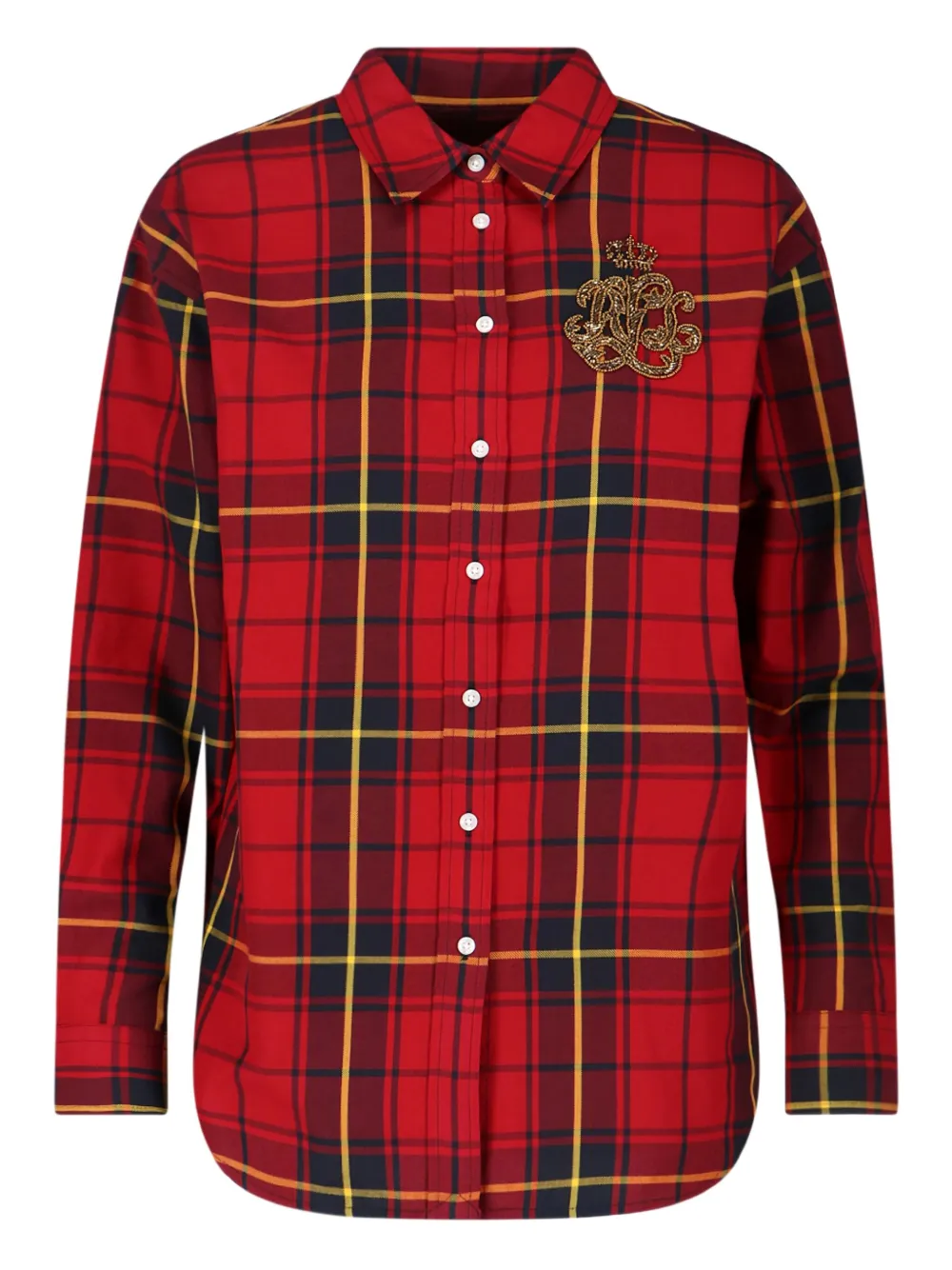 Ralph Lauren Beaded Plaid Shirt In Red