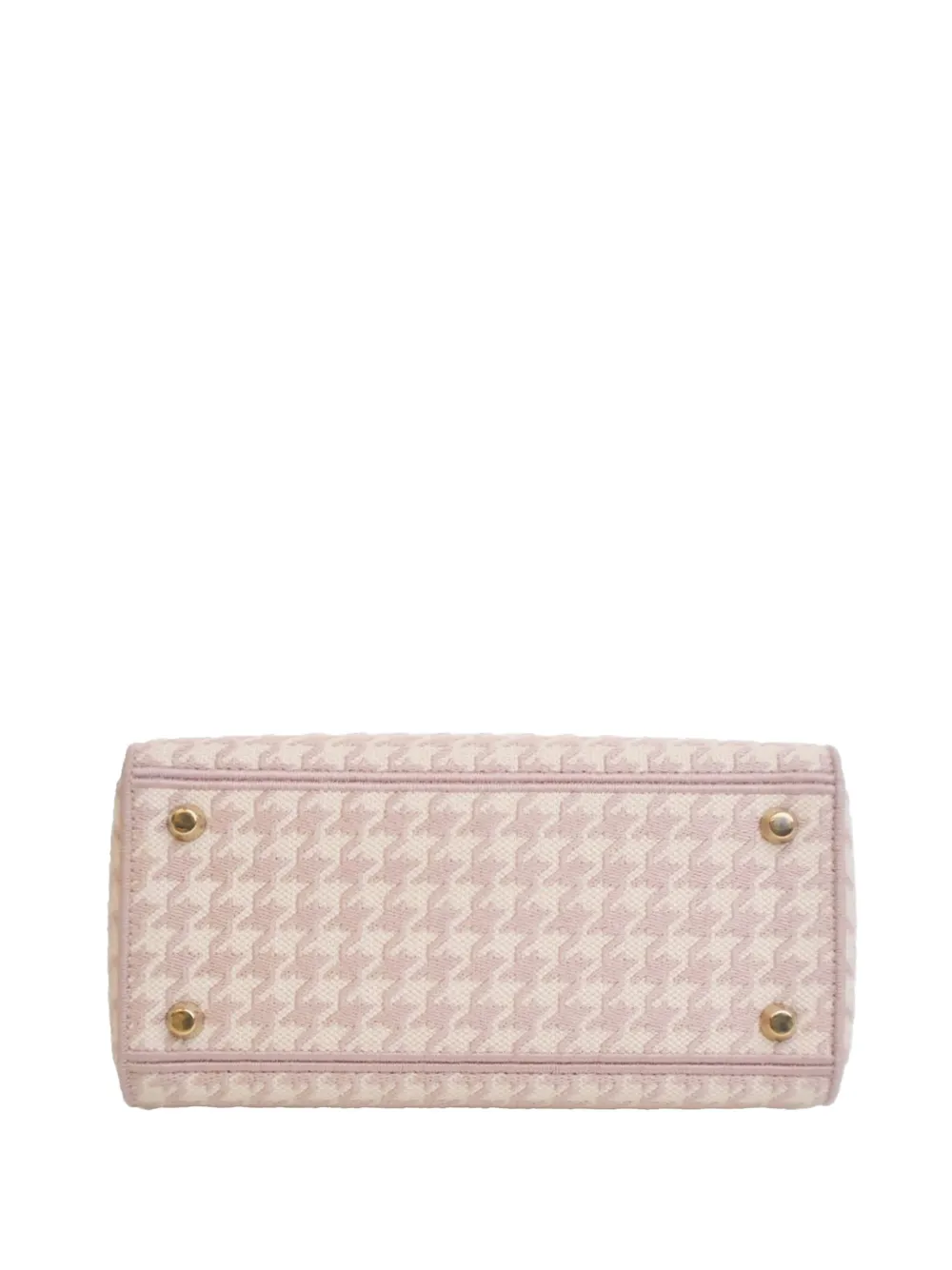 Pre-owned Dior 2021 Medium Embroidered Canvas Houndstooth Lady D Lite Satchel In Pink