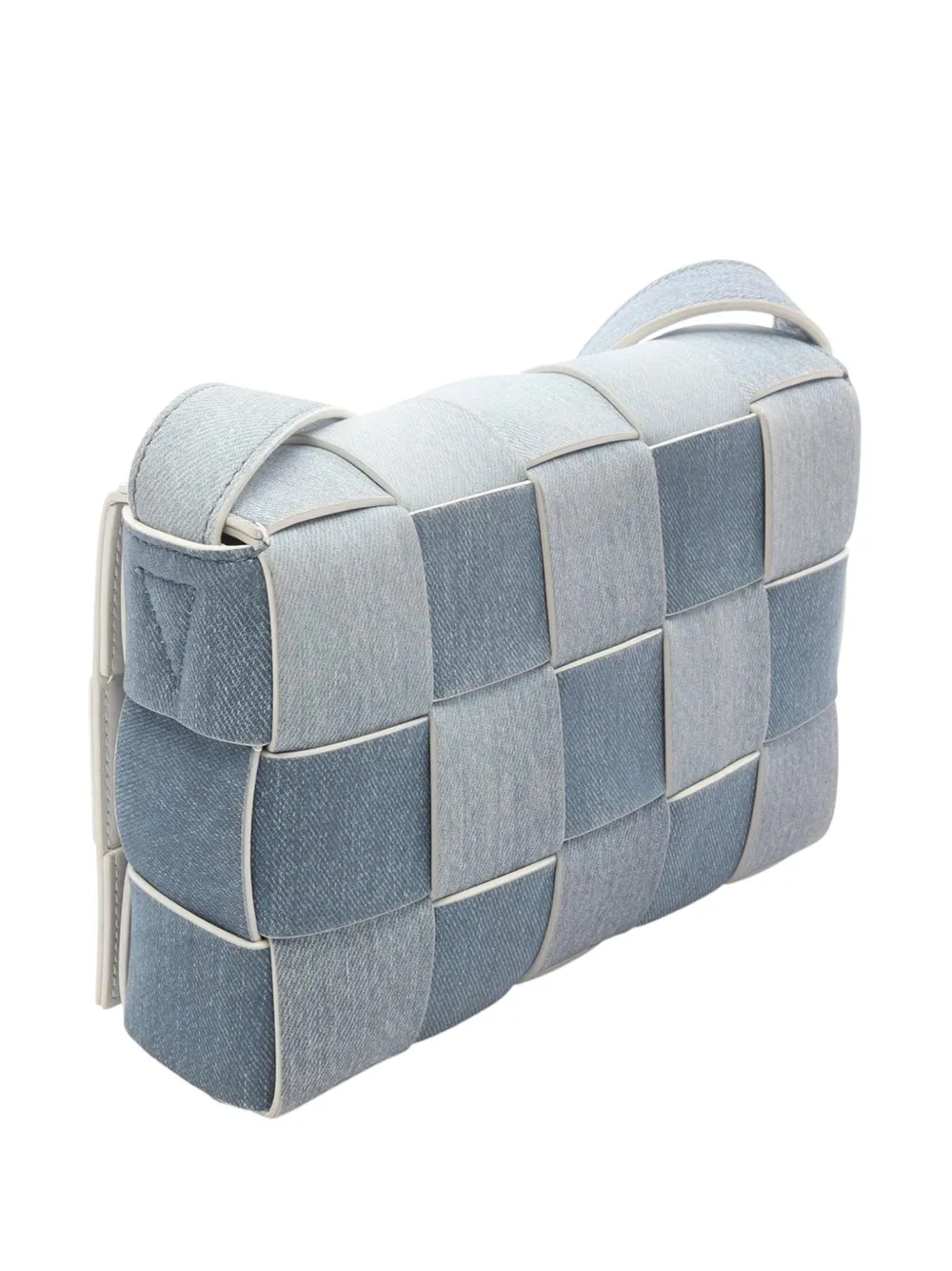 Pre-owned Bottega Veneta 2012-2025 Washed Denim Intrecciato Cassette Crossbody Bag In Blue