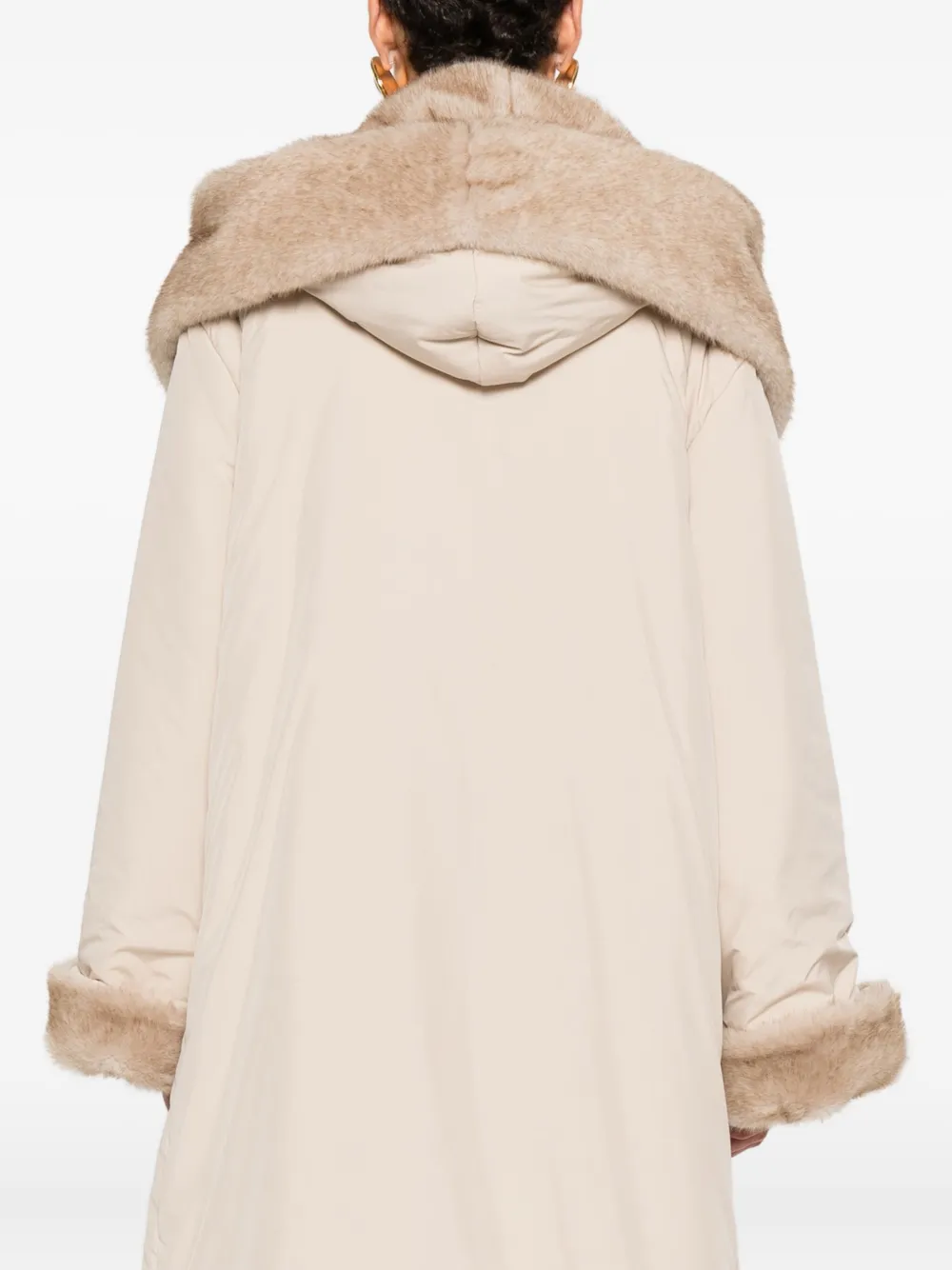 Antonelli Faux-fur Trimmed Hooded Coat In Neutral