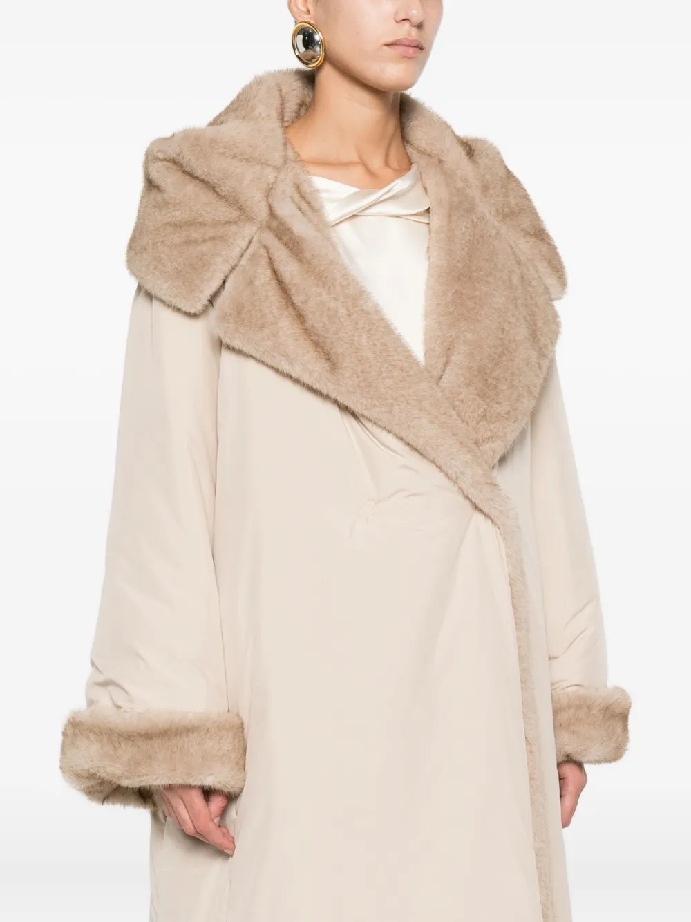 Antonelli Faux-fur Trimmed Hooded Coat In Neutral