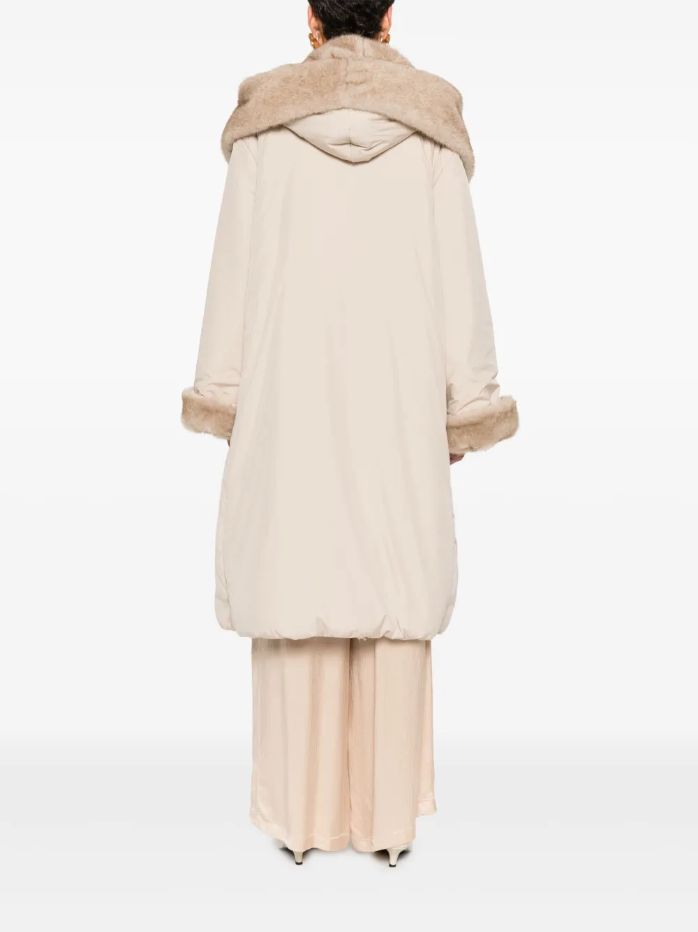 Antonelli Mantel met afwerking van imitatiebont Beige