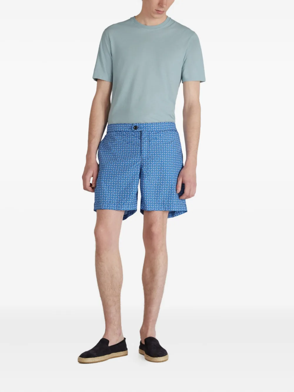 Incotex Geometric-print Swim Shorts In Blue