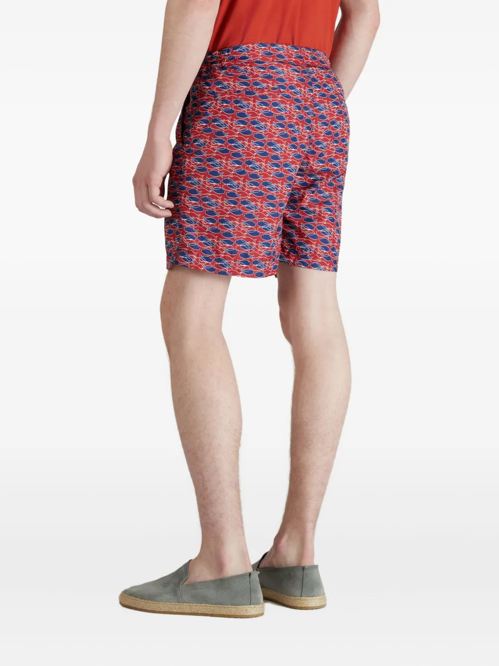 Incotex Zwembroek met vissenprint Rood