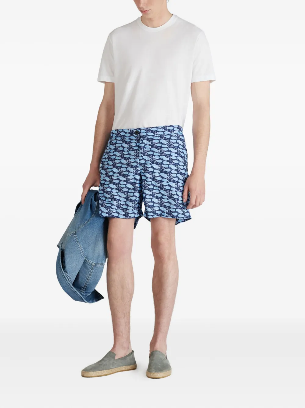 Incotex Zwembroek met vissenprint Blauw