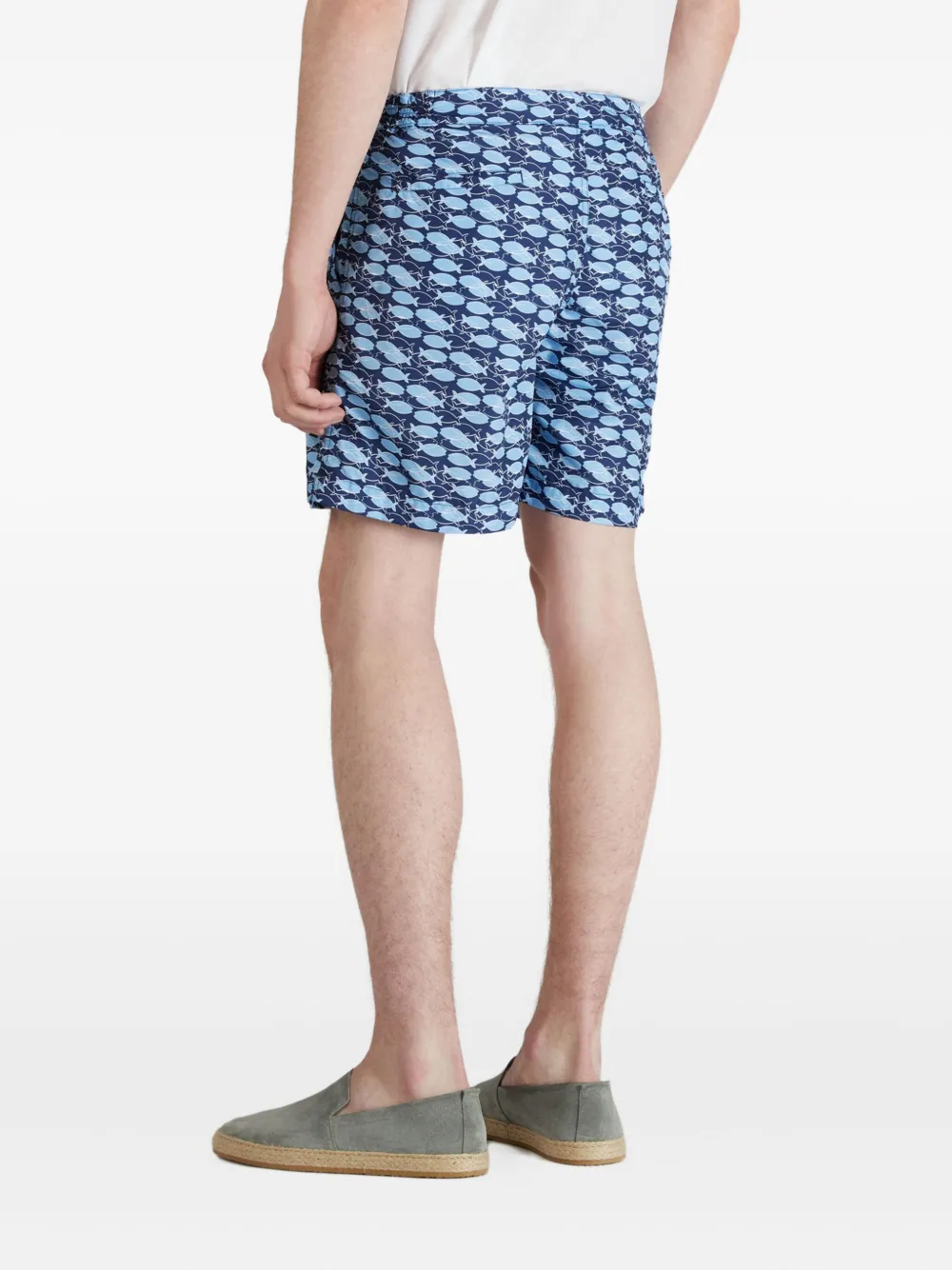 Incotex Zwembroek met vissenprint Blauw