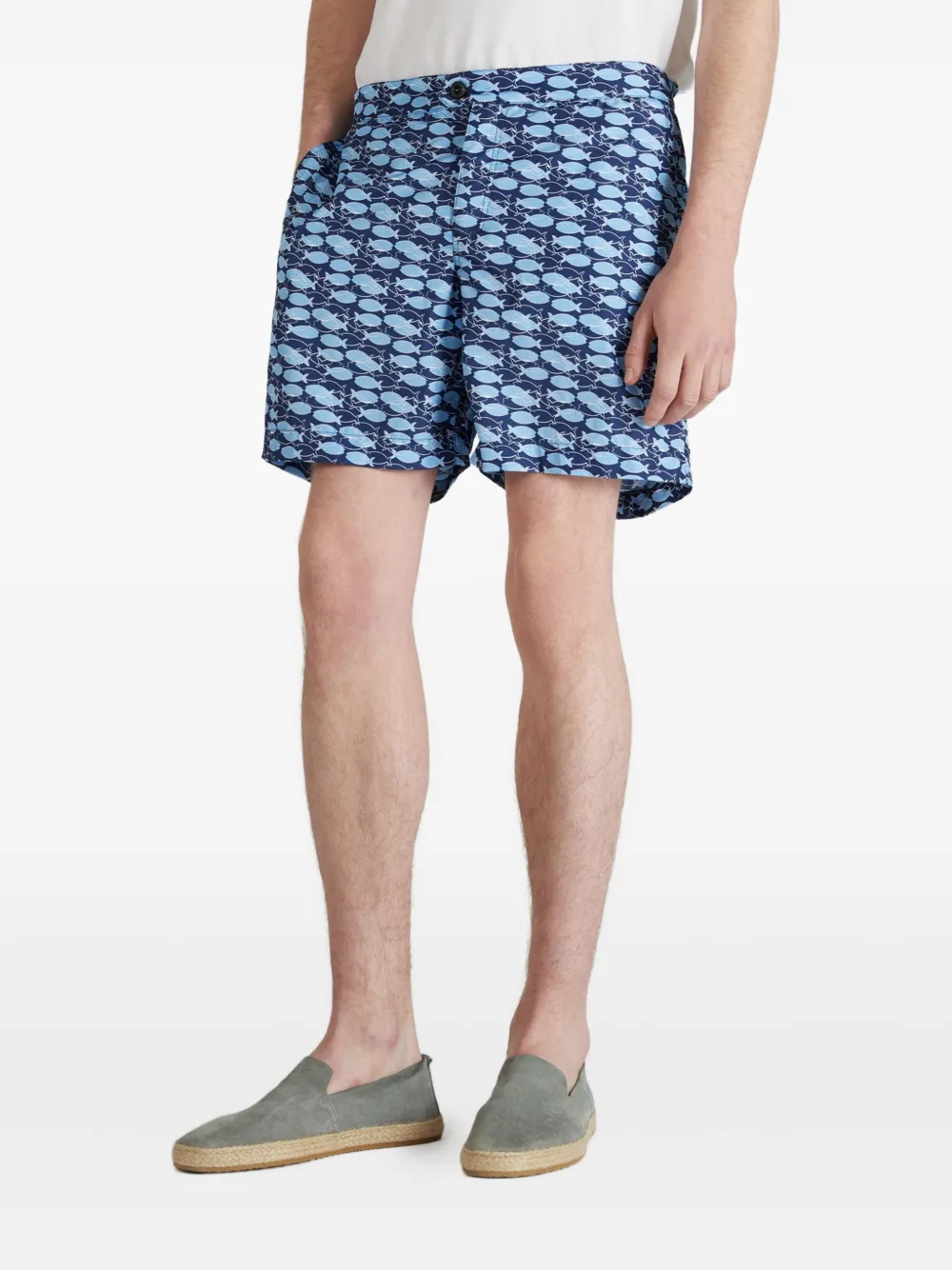 Incotex Zwembroek met vissenprint Blauw