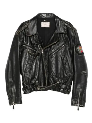 ジャケット・アウター 00s archive double zip leather jacket A.N.G.E.L.O. Vintage Cult 2000s Embroidered Leather Jacket | Brown