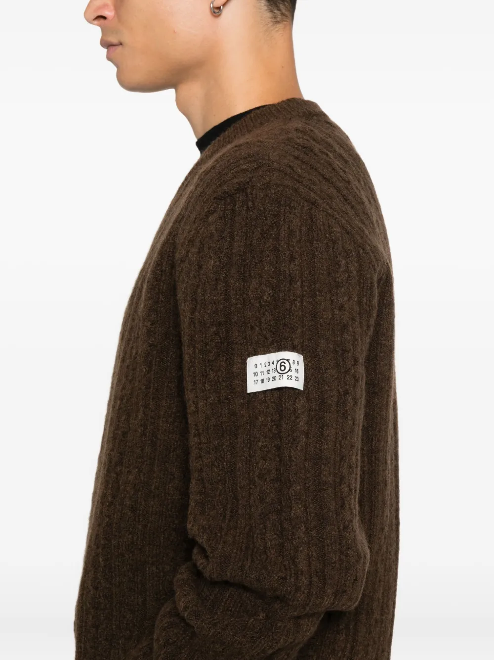 MM6 Maison Margiela Geribbelde trui met V-hals Bruin