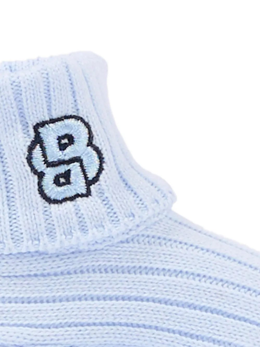 BOSS Kidswear Geribbelde babyschoenen met borduurwerk Blauw
