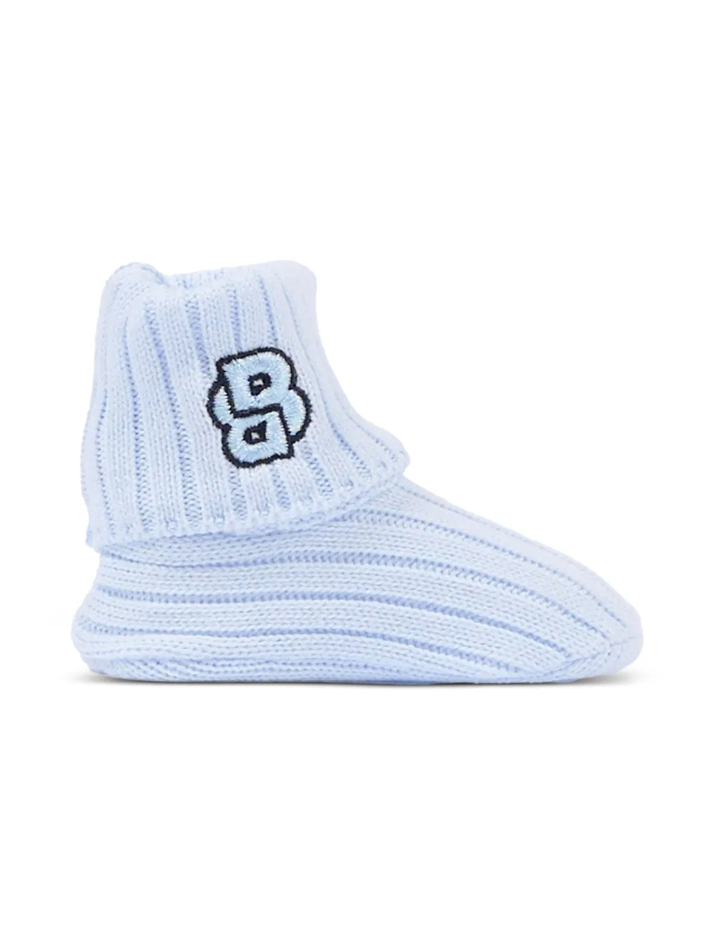 BOSS Kidswear Geribbelde babyschoenen met borduurwerk Blauw