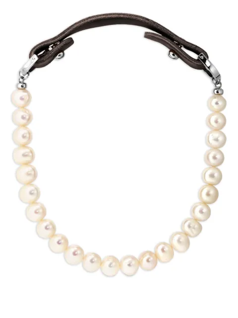 OBSIDIAN collar de perlas con piel