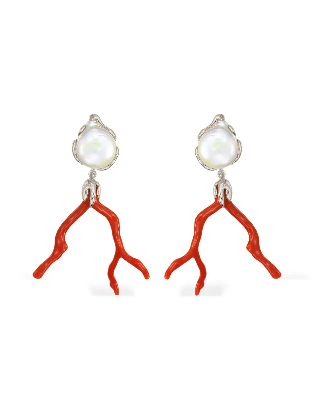 OBSIDIAN aretes con perla | plateado | Image 1