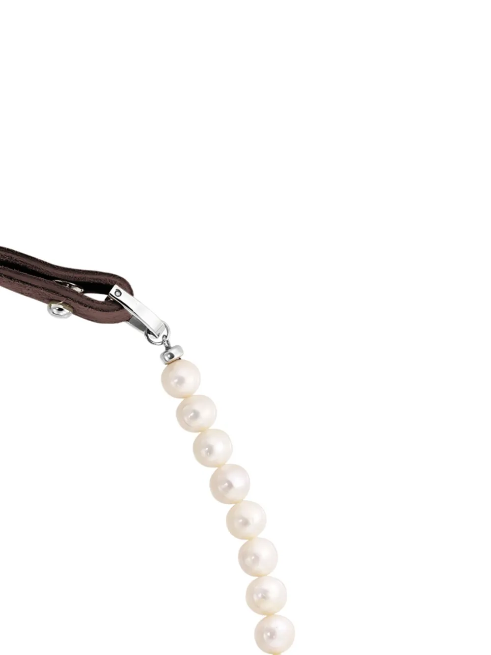 Obsidian Pearl Leather Necklace In Neutral