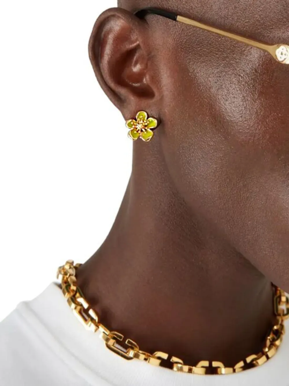  Casablanca Flower Stud Earrings - Gold 
