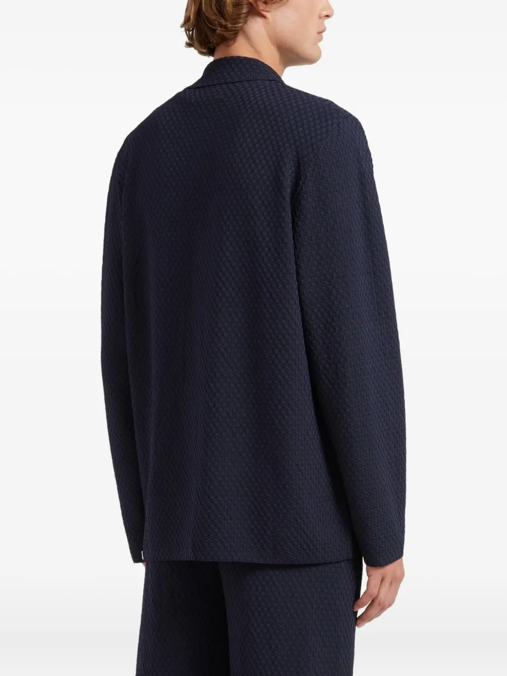  Ché Garcia Double-breasted Textured Blazer - Blue 