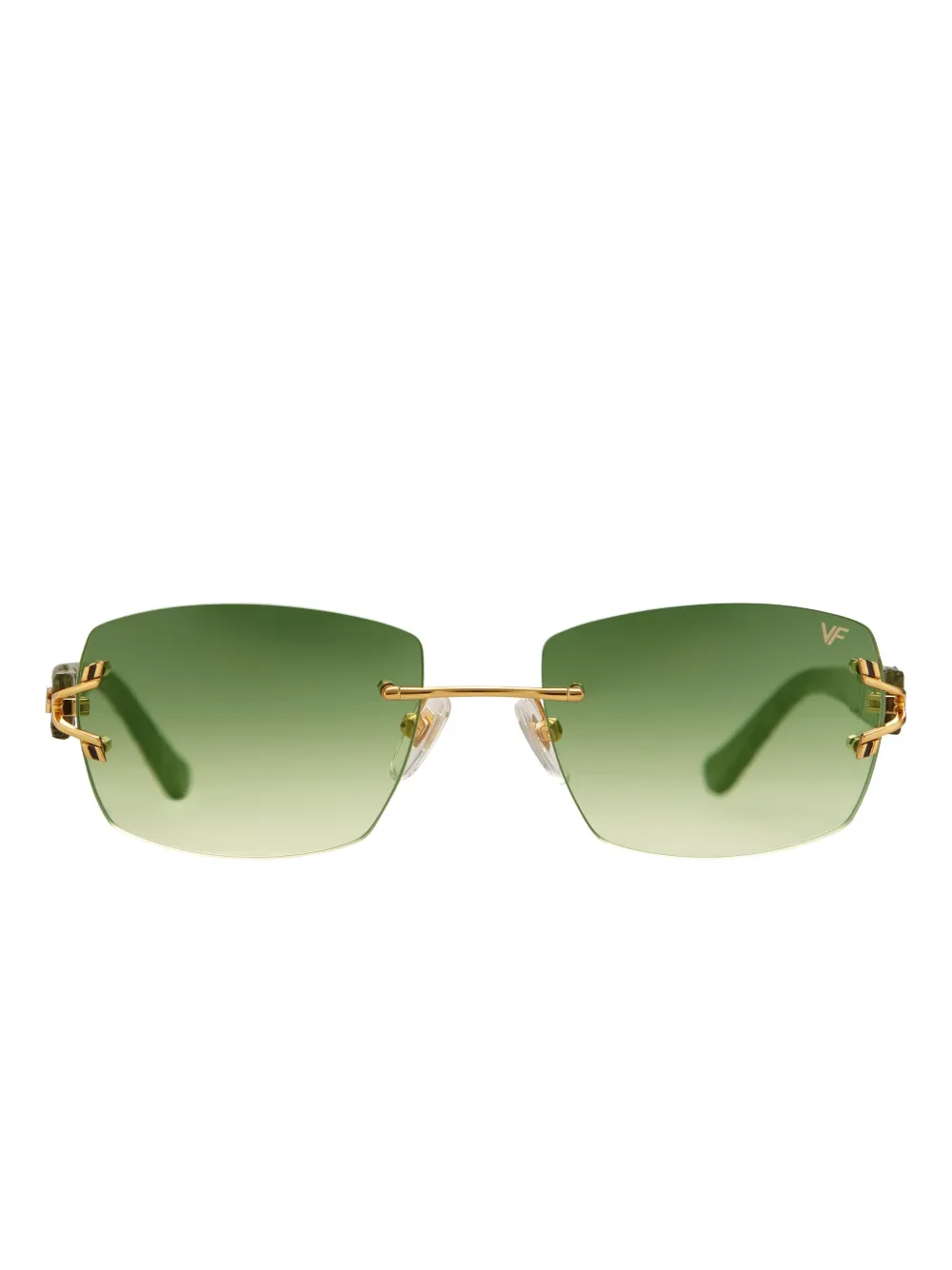 Vintage Frames Company Bal Harbour Snakeskin Rimless Sunglasses In Green